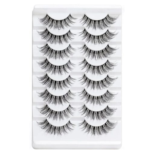 Veleasha Lashes Natural Look False Eyelashes 8 Pairs Pack Wispy Lashes with Clear Band 3D Fake Eyelashes | Style 03