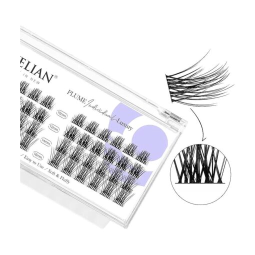 DIY Eyelash Extension, Cluster Lashes Individual False Eyelashes Extension Natural Look Reusable Glue Bonded Black Super Thin Band 48 Lash Clusters Mix by BEYELIAN ( Style5 0.07 Mix Black Band )