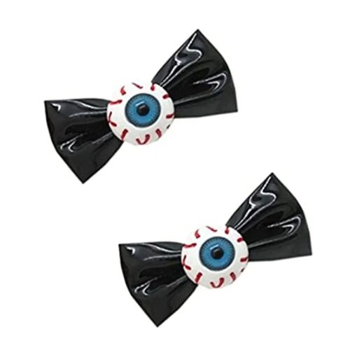 A Pair of Eyeball Hair Clip, Eye Ball Bowknot Hair Barrettes, Eyeball Hair Bow, Bow Eyeball Eyeball Hairpin, Black, Suitable for Halloween Party .