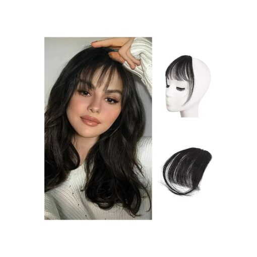 BARSDAR Clip in Bangs, Human Hair Bangs Extensions for Women, Wispy Black Hair Bangs Clip in, Real Human Hair Bangs Natural Hair Clip in Bangs Hairpieces Girls Daily- Natural Black