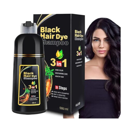 Black Hair Dye Shampoo 3 in 1 for Gray Hair Coverage Hair Color Shampoo for Men and Women, Herbal Hair Dye Shampoo, Instant Black Hair Shampoo Dye