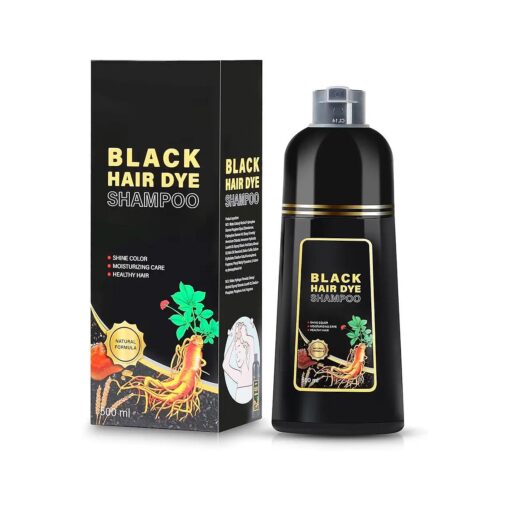 Black Hair Dye Shampoo 3 in 1 for Gray Hair, Herbal Shampoo Black Hair Dye for Women Men, Grey Coverage Shampoo 500ml ( Black )