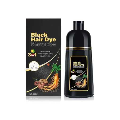 Black Hair Dye Shampoo 3 in 1 for Gray Hair, Hair Color Shampoo for Women Men Grey Hair Coverage, Herbal Ingredients Champu Con Tinte Para Canas 500ml ( Black )