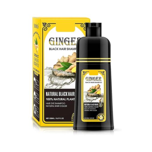 Ginger Black Hair Shampoo, Hair Color Dye Semi Permanent Shampoo, Instanty Black Hair Color Matter agent Last 30 days,5 Minutes Finsh 500ml, ( Ginger fragrance )