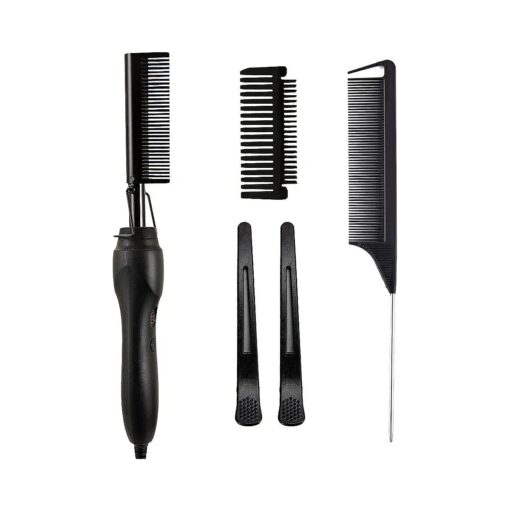 Black Hot Comb Electric Heating Comb Ceramic Electric straightening Comb for Black Hair High Temperature Curling Comb