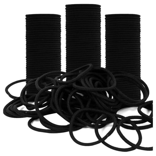 Black Hair Ties for Thick 150 Count, Elastic hair Bands, Ponytail Hair Ties No Damage Hair Ties for Women, Girls and Man