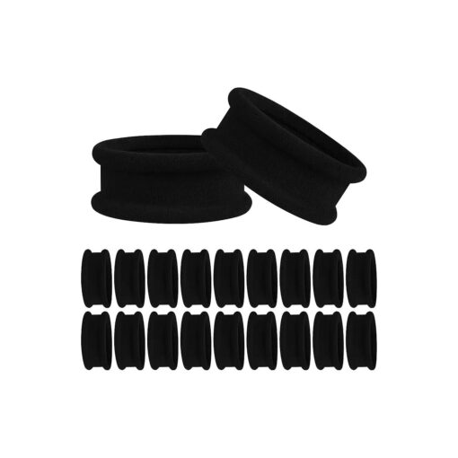 Black Hair Ties for Women Girls, Big Hair Scrunchies Elastics Bands Elastic Hair Tie Ropes Ponytail Holders for Thick Heavy Long or Curly Hair 20 PCS