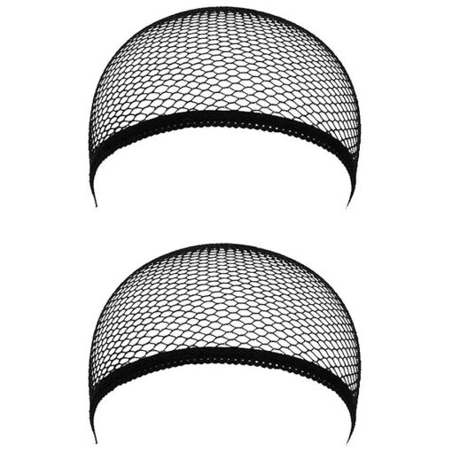 Black Hair Wig Weaving Stretchable Net Mesh Fishnet Elastic Snood Cap-2pcs