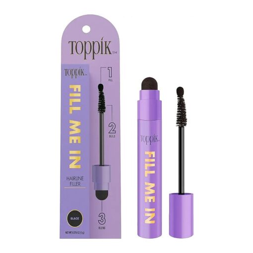 Toppik Fill Me In Hairline Filler, Hair Color Root Touchup, Hair Fibers Wand, Fills In Thinning Hairline, Hair Styling Product, 0.176 oz ( 5 g ), Black