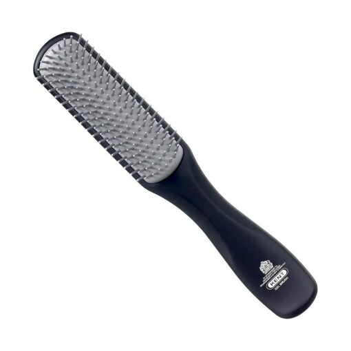 Kent KFM3 Black Half Round Narrow Detangling Hair Brush - 9 Row Ionic Anti Static Non Scratch Nylon Bristle Gel Styler Great for Daily Styling, Detangling and Smoothing Short to Medium Length Hair