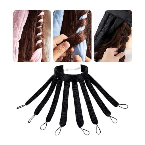 Hair Curler Headband Heatless Hair Curlers No Heat Curling Rod Headband, Heatless Curls Rod Soft No Heat Hair Curlers Can Sleep In Overnight ( Black )