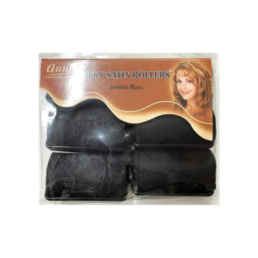 Silky Satin Foam Rollers # 1240, 6 Count Black Jumbo 1-1/2 Inch ( 2 Pack )