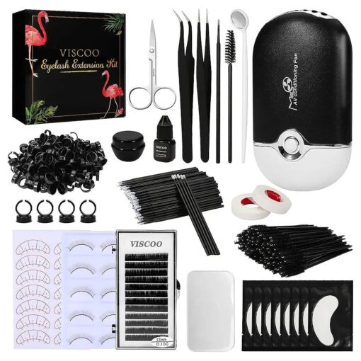 325 PCS Lash Extension Kit, Professional Lash Extension Supplies Kit with Lash Clusters, Lash Fan, Extension Glue, Eyelash Remover, Tweezers, Lash Extension Beginners ( Black )