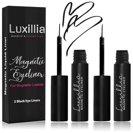 Luxillia Black Magnetic Eyeliner for Magnetic Eyelashes, Upgraded Strongest Hold, Most Natural Look, Waterproof, Smudge Proof Liquid Liner ( Pack of 2 )