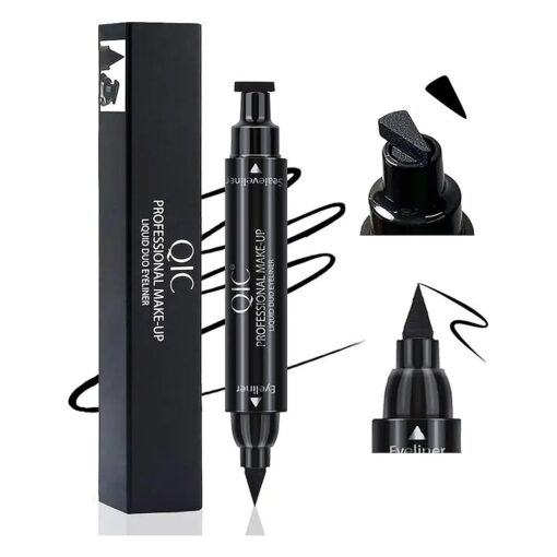 Liquid Eyeliner Stamp, Black Liquid Eyeliner with Winged Eyeliner Stamp, Smudgeproof and Waterproof Eyeliner, Long-lasting Liquid Eye Liners for Women