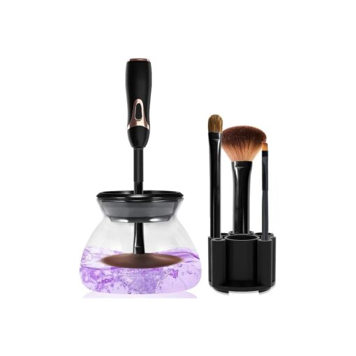 Makeup Brush Cleaner and Dryer Machine with FREE Makeup Cleaner Shampoo Super-Fast Electric Brush Cleaner Machine Automatic Brush Cleaner Spinner Makeup Brush Tools ( black )