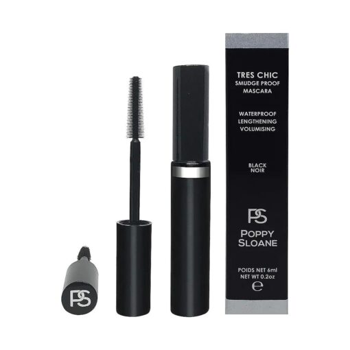 Smudgeproof, Flakeproof & Waterproof Tube Mascara but easily removed with water, Black Long Lasting, Poppy Sloane Tres Chic