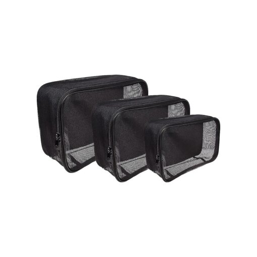 Assorted Size Cosmetics Travel Bag - Black Mesh Make Up Bag/Organizer - 3PC set