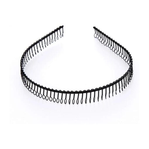 mollensiuer 6Pcs Unisex Black Metal Hairband Teeth Comb Headband Hair Hoop Headwear Accessory for Women Men