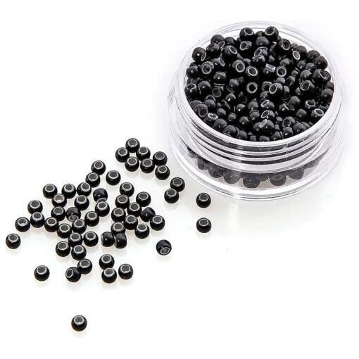 500 PCS Nano Silicone Lined Micro Ring Hair Extension Beads for Nano Tip Human Hair Extensions 3.0x1.8x2.2 mm ( Black )