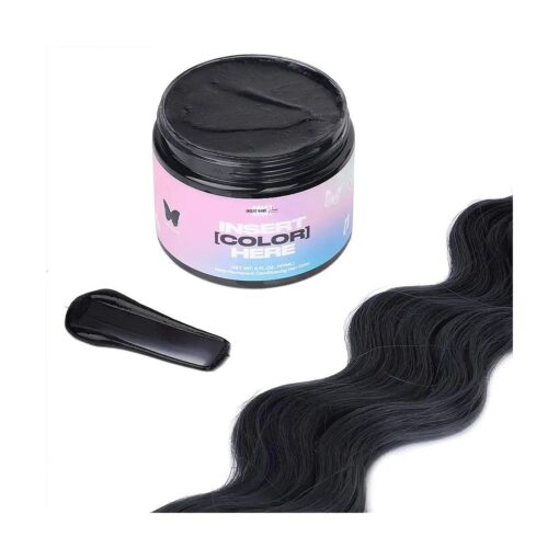 INH Semi Permanent Hair Color Black Onyx, Color Depositing Conditioner, Temporary Hair Dye, Tint Conditioning Hair Mask, Safe, Black Hair Dye - 6oz