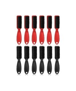 12 Pieces Barber Blade Cleaning Brush Clipper Cleaning Nylon Brush Clipper Cleaner Brush Barber Styling Brush Tool for Men ( Black, Red )