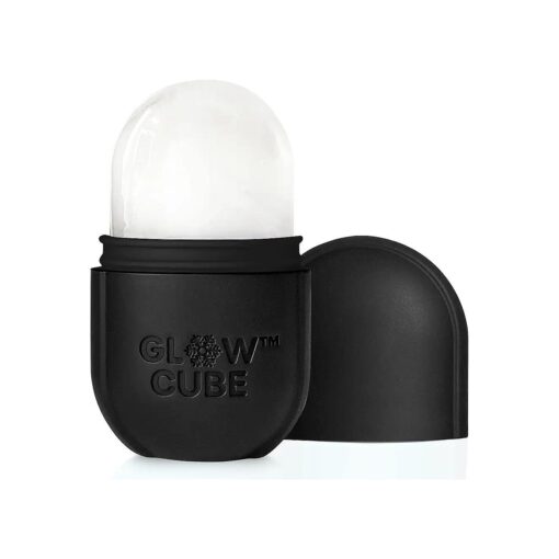 Glow Cube Ice Roller For Face Eyes and Neck To Brighten Skin & Enhance Your Natural Glow/Reusable Facial Treatment to Tighten & Tone Skin & De-Puff The Eye Area ( Black )