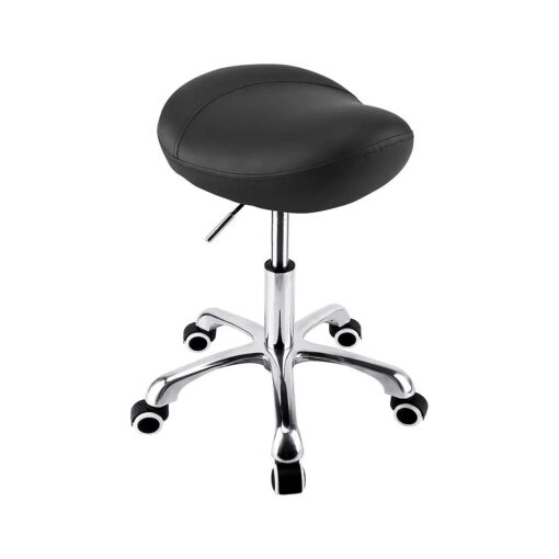 Hydraulic Saddle Stool with Wheels Rolling Adjustable Height for Clinic Dentist Spa Massage Medical Salons Studio ( Black )