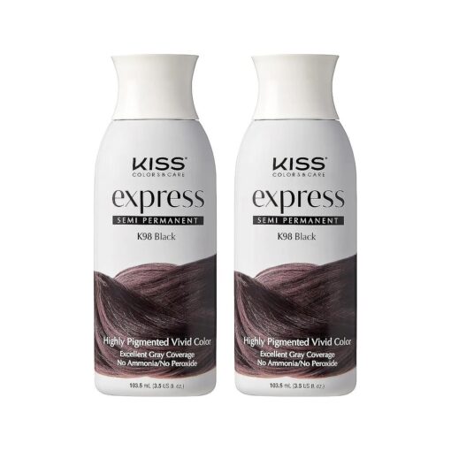 Kiss Express Semi-Permanent Hair Color 100mL ( 3.5 US fl.oz ) ( 2 Count, Black )