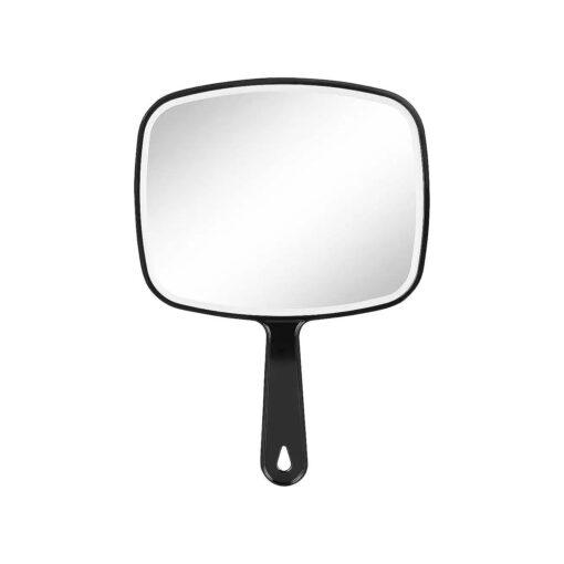 Hand Held Mirror for Makeup Large Hand Mirror Salon Handheld Mirror Square ( 6.9x10 inch, Black )