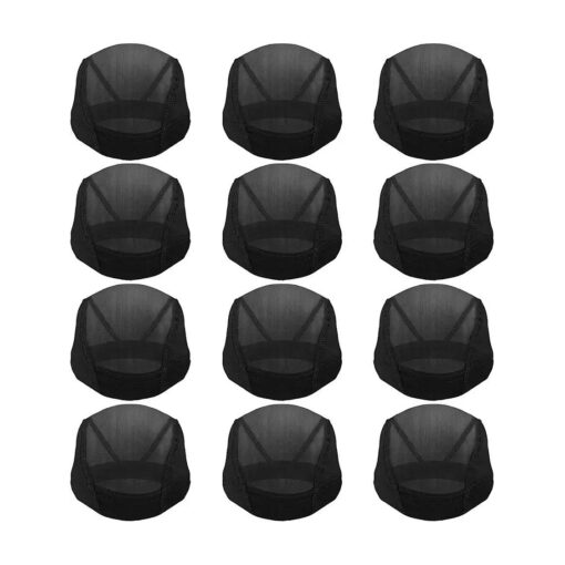 12pcs Dome Caps, Mesh Dome Wig Cap Black Elastic Wig Caps Stretchable Spandex Dome Caps Breathable Nylon Light Hair Mesh Net for Men Women Wigs Making