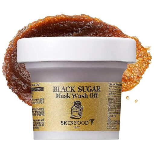 SKIN FOOD Black Sugar Mask Wash Off 4.05 fl, oz, ( 120g ) - Black Sugar Scrub - Sugar Face Scrub to Hydrate and Nourish the Skin - Exfoliating Sugar Scrub - Facial Mask Wash Off Sugar Scrub