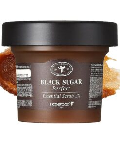 SKINFOOD Black Sugar Perfect Essential Scrub 2X 210g - Facial Exfoliating Massage Scrub w/o Irritation - Removes Blackheads & Dead Skin Cells - Sugar Scrub Body Exfoliator for Men & Women ( 7.4 fl.oz, )