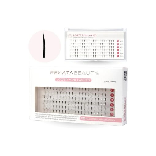 RB RENATA BEAUTY False Bottom Lashes - 120pcs Lower Lashes - Premium Individual Eyelashes Short 5mm/6mm - Synthetic Fiber - Faux Individual Extensions with Invisible Flat Band - Matte Black