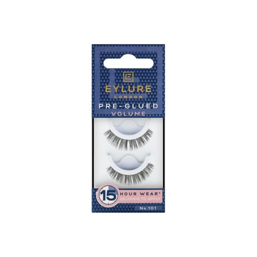 Eylure Press On Pre-Glued False Eyelashes, Volume Lash, No, 101, 1 Pair