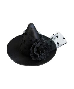 Small Witch Hat Retro Black Witch Flower Hair Clip Decorative Halloween Hair Accessories for Party ( Black Flower )