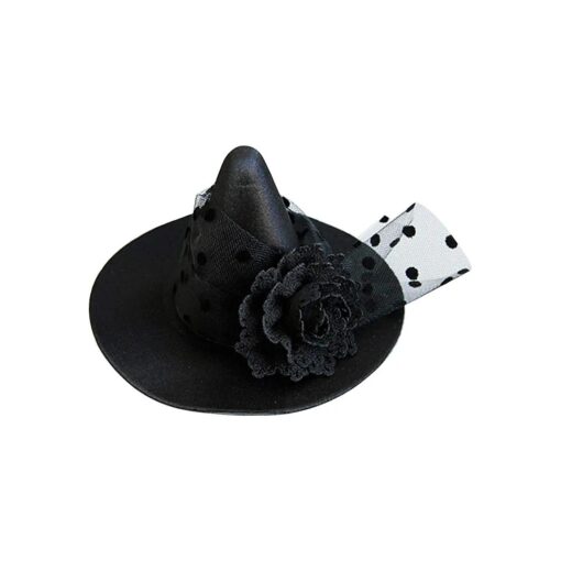 Small Witch Hat Retro Black Witch Flower Hair Clip Decorative Halloween Hair Accessories for Party ( Black Flower )