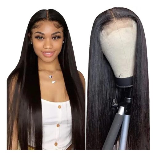 Straight Human Hair Wigs For Black Women 13x4 Lace Front Wigs Human Hair Pre Plucked Glueless HD Frontal Wigs Human Hair Natural Black Straight Lace Front Wigs Human Hair 24 Inch