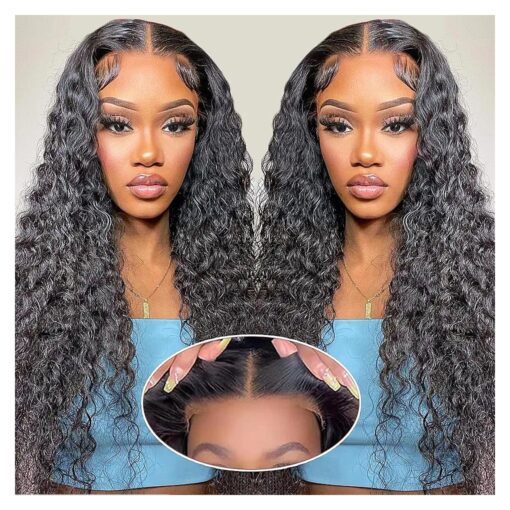 Aatifa Wear and Go Glueless Wigs Human Hair Water Wave Lace Front Human Hair Wigs For Beginners 18 Inch Pre Plucked Pre Cut No Glue HD Lace Frontal Wigs For Black Women 180 % Density