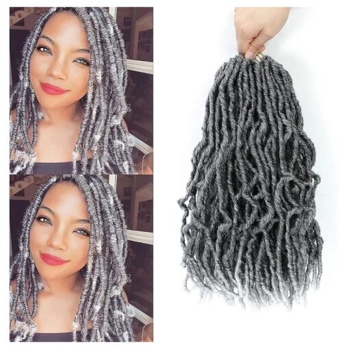 Grey Faux Locs Soft Faux Locs Crochet Hair 14 Inch 7 Packs New Soft Locs Crochet Hair Crochet Soft Locs Pre Looped Locs Crochet Hair for Black Women Synthetic Hair Extensions ( 14 Inch, Tgrey )