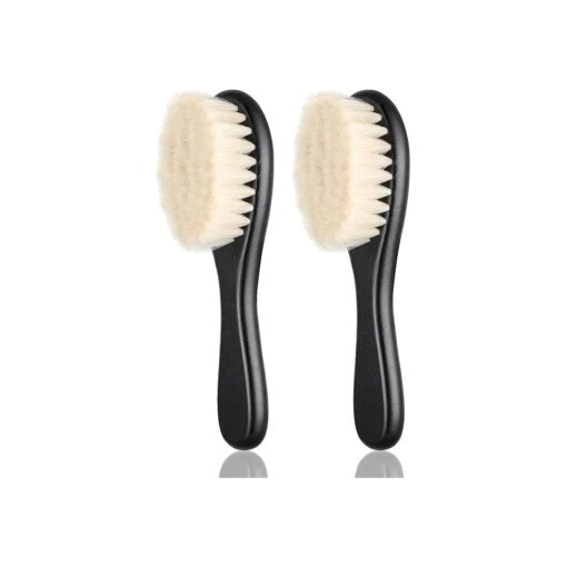 2 Pieces Barber Fade Brush Men Beard Brush Neck Duster Cleaning Brush Soft Beard Brush with Wooden Handle for Barber Hair Cutting Kits ( Black )