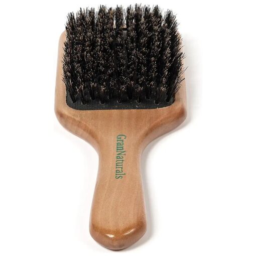 GranNaturals Boar Bristle Smoothing Hair Brush for Women and Men - Medium/Soft Bristles - Natural Wooden Large Flat Square Paddle Hairbrush for Fine, Thin, Straight, Long, or Short Hair