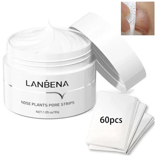 LANBENA blackhead remover, Nose Pore Strips for Blackheads, Black Head Remover Mask for Face, Puntos Negros, 30g+60pcs paper