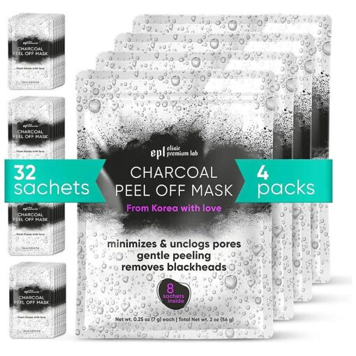 Sharcoal Peel Off Face Mask Skin Care 4 pack - Blackhead Remover Mask For Men & Women - Cleansing & Purifying Blackhead Mask - Black Charcoal Face Mask Peel Off - Korean Face Mask