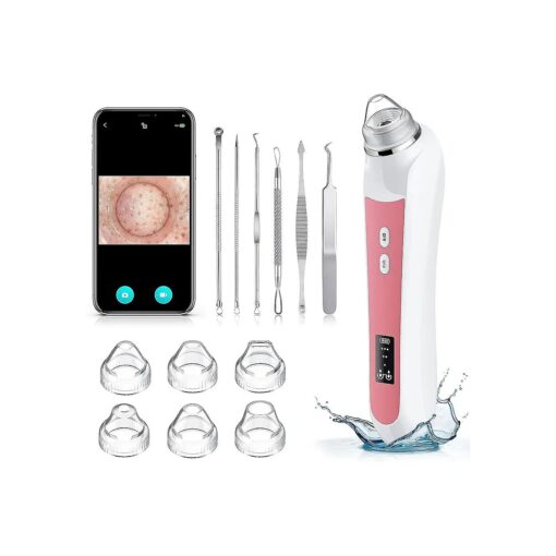 Blackhead Remover Vacuum, USB Interface Type Pore Vacuum, Black Head Extractions Tool with Camerafor, Men and Women Pore Cleaner, 3 Adjustment Modes & 6 Suction Heads ( Light Pink )