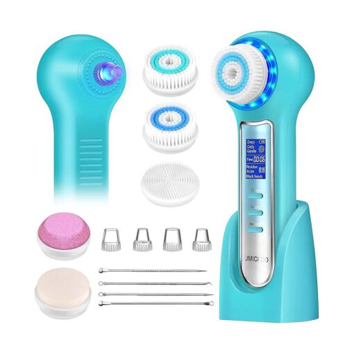 Blackhead Remover Vacuum, Rechargeable Facial Cleansing Brush with LCD Screen, IPX7 Waterproof 3 in 1 Face Scrubber Brush for Exfoliating, Massaging and Deep Pore Cleansing