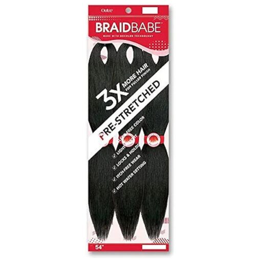 BRAID BABE PRE-STRETCHED BRAIDING HAIR 3PCS PACK 54" ( 5 Pack, 613 )