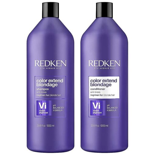 REDKEN Blondage Color Depositing Purple Shampoo & Conditioner Set For Blonde Hair | Hair Toner | For Blonde & Color Treated Hair | Neutralizes Brassy Tones In Blonde Hair | Citric Acid