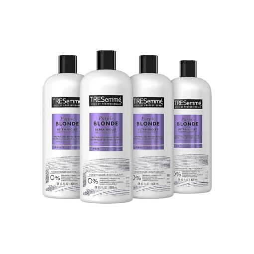 TRESemme Purple Blonde Conditioner 4 Count for Blonde & Silver Hair Formulated with Ultra-Violet Neutralizer Technology 28oz