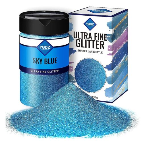 Blue Glitter, YGDZ Blue Fine Glitter, Body Glitter 140G /4.93OZ, Glitter for Crafts, Festival Glitter, Nail Glitter, Craft Glitter for Resin Arts Tumbler, Christmas Decor